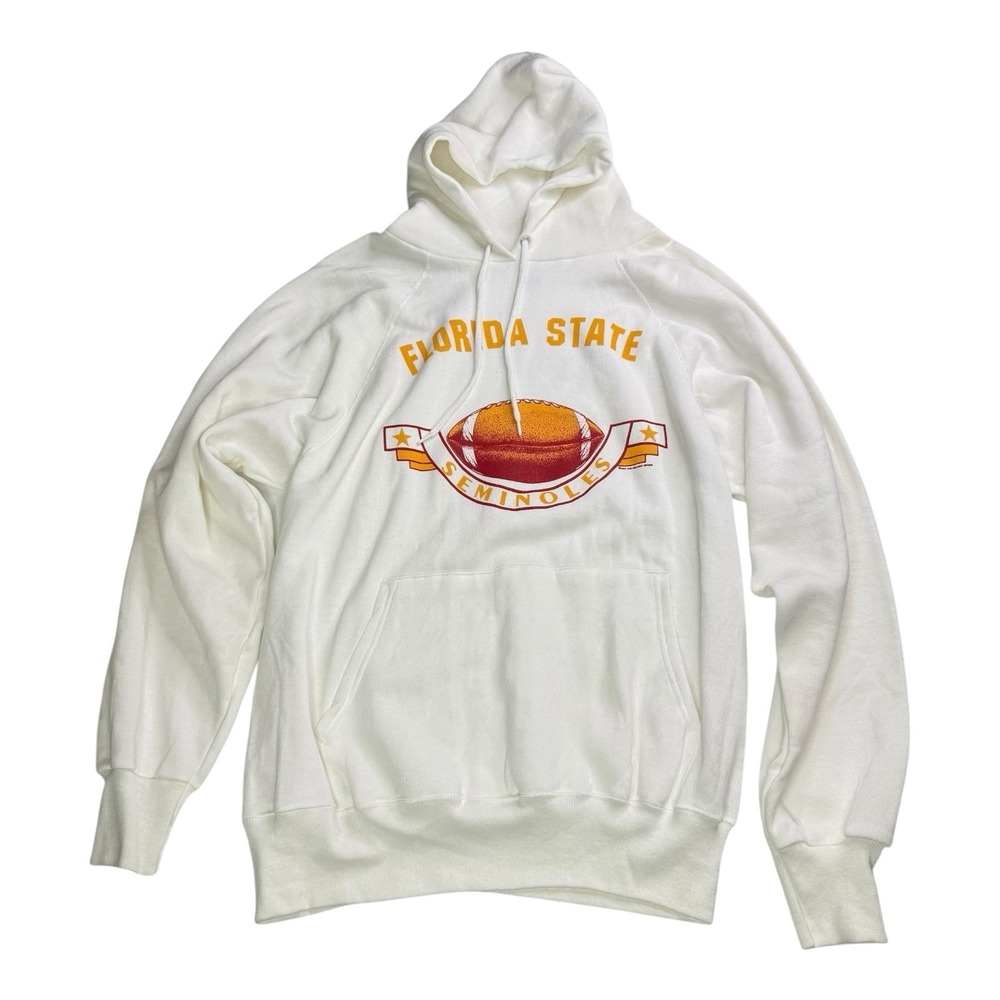 Vintage 80s Florida State Seminoles FSU Football Hoodie XL USA Made White